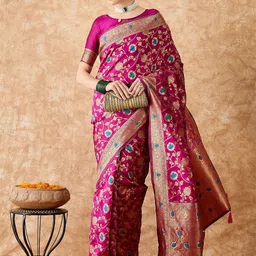 Sangria Woven Design Banarasi Saree With Blouse-46