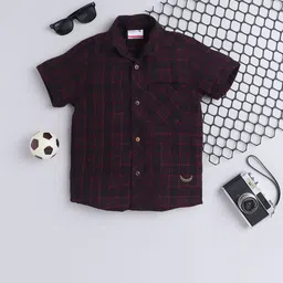 BAATCHEET Boys Tartan Checks Opaque Checked Party Shirt-image-89