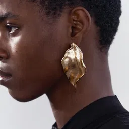 Niska Stainless Steel Gold-Plated Contemporary Drop Earrings-image-27
