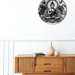 THE QUIRKY HOME White & Black Printed Buddha's Grace Decorative Ceramic Wall Plate-22