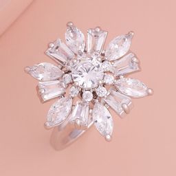Kushal's Fashion Jewellery Rhodium-Plated CZ-Studded Adjustable FingerRing-picture-49