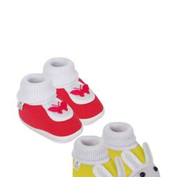 NESKA MODA 3 To 12 Month Cotton Booty 2 Pair Newborn Unisex Baby Skin Friendly Soft Rabbit Booties-100