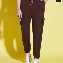 BUY NEW TREND Women Relaxed Loose Fit High-Rise Wrinkle Free Joggers Trousers-image-91
