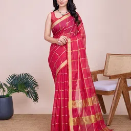 Pandadi Saree Checked Zari Lace Border Designer Saree-picture-11