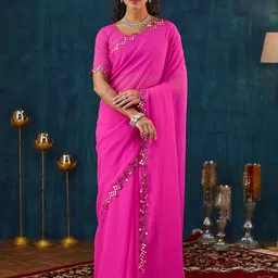 KALINI Mirror Work Pure Georgette Saree-picture-17