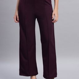 DIZON Women Striped Original Straight Fit Easy Wash Trousers-image-88