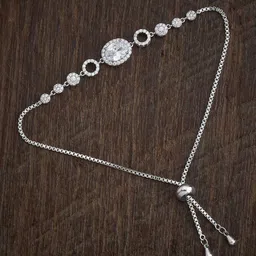 Kushal's Fashion Jewellery Women Rhodium-Plated Cubic Zirconia Studded Wraparound Bracelet-image-85