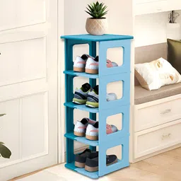Kuber Industries Blue Stackable 4 Layer Shoes Rack-49