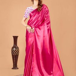 Aruna Sarees Satin Saree With Printed Blouse Piece-image-58