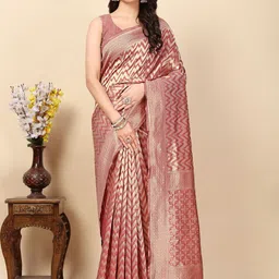 J 6 DESIGNER Woven Design Zari Block Print Saree-picture-15