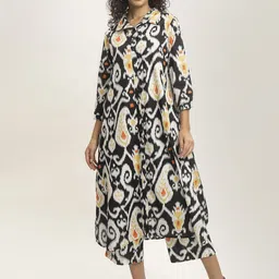 BLACK & BLAH BLAH Women Printed Regular Pure Cotton Kurta with Trousers-17