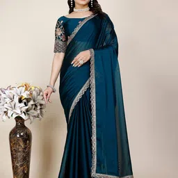 K 5 Fashion Embroidered Pure Chiffon Saree-picture-28