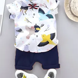 TinyBrezy Kids Printed Short Sleeves Shirt With Shorts-13