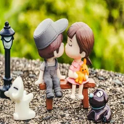 ANTIQ CREATION 2-Pcs Pink & Grey Cute Romantic Beach Couple Showpieces-9