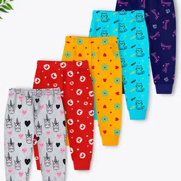 YK X Trampoline Infants Pack Of 5 Graphic Printed Cotton Joggers-43