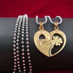 Saizen Unisex Pack Of 2 Gold-Plated Contemporary Pendants with Chains-image-43