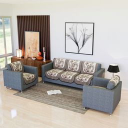 Aura Cream-Coloured & Brown Printed Cotton Sofa Cover-image-37