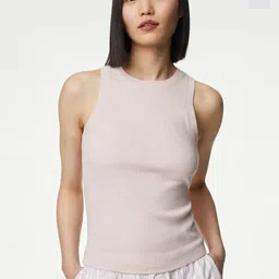 Marks & Spencer Pack Of 2 Ribbed Sleeveless Lounge T-Shirts-image-54