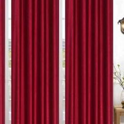 BELLA TRUE Maroon 3 Pieces Ripple Fold Window Curtains-image-60