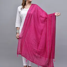 LOOM LEGACY Woven Design Cotton Dupatta with Sequinned-50