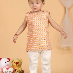 Polka Tots Kids Ethnic Motifs Printed Pure Cotton Jhabla With Pyjamas-21