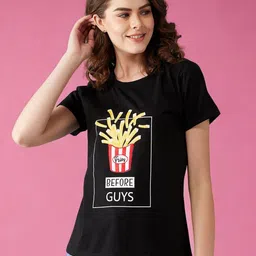 DressBerry Women Graphic Printed Round Neck Cotton T-shirt-26