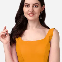 HERE&NOW Round Neck Sleeveless Padded Silk Saree Blouse-12