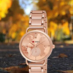 Curren Women Brass Embellished Dial & Stainless Steel Wrap Around Straps Analogue Watch 3853-RSRM+JW-12&13-image-59