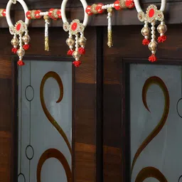 Aapno Rajasthan White & Red Embellished Wall Door Hanging Toran-image-11