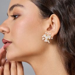 Kushal's Fashion Jewellery Gold-Plated Contemporary Pearl Shaped Studs Earrings-picture-36