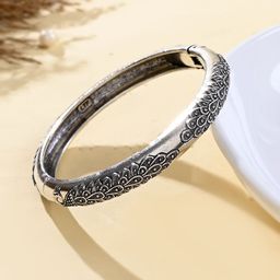 Silvermerc Designs Silver-Plated Oxidised Bangle-image-99