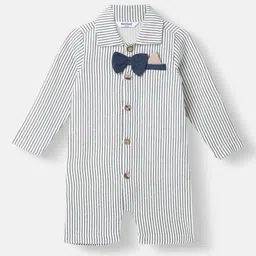 Nauti Nati Boys Striped Romper Bow At Placket Collar Neck Romper For 0-2 Years-image-23