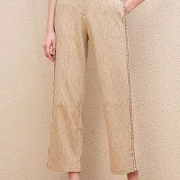 Iconic Women Textured Straight Fit Trousers-image-15