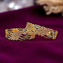 AccessHer Set Of 2 Gold-Plated Artificial Stones-Studded Kada Bangles-picture-33