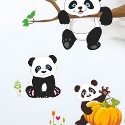 Asian royal Black & White Pandas Printed Wall Sticker-image-47