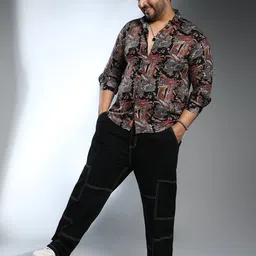 Instafab Plus Size Men Comfort Abstract Printed Casual Shirt-image-40