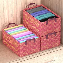 Kuber Industries Maroon 3 Pieces Printed Foldable Drawer Organisers-3