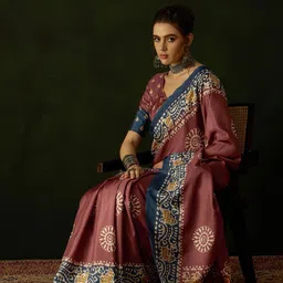 Sangria Ethnic Motifs Printed Bagru Saree-19