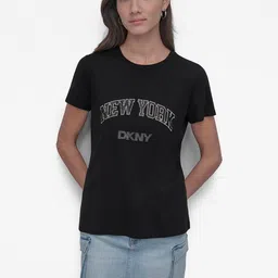 DKNY Typography Printed Stretchable Regular Fit T-Shirt-image-27