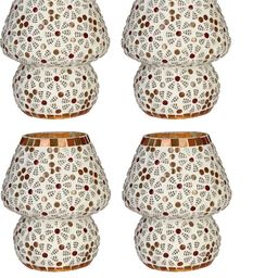SOMIL Pack of 4 White Printed Glass Cylindrical Shaped Table Lamp-image-138