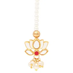 Asthetika Kids Girls Gold-Plated Kundan Studded Maang Tikka Head Jewellery-picture-8