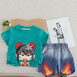 StyleCast x Revolte Boys Printed Pure Cotton T-shirt with Shorts Clothing Set-image-66