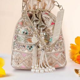 PLANX Embroidered Embellished Potli Clutch-image-89