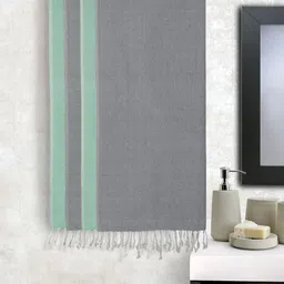 KLOTTHE Grey & Green 4 Pieces Pure Cotton 550 GSM Bath Towels-image-43