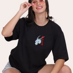 URBANICE Women Printed Drop-Shoulder Sleeves T-shirt-image-120
