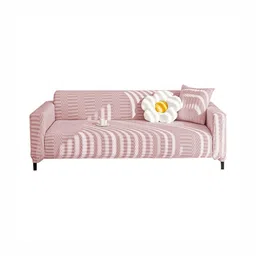 Lukzer Pink Printed Polyester 1 Piece Sofa Cover With Arms-13