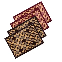 Kuber Industries 4-Pcs Brown & Maroon Hexagon Rectangular Anti-Skid Doormats-95