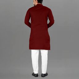 Attigo Maroon Cotton Blend Kurta Sets-image-39