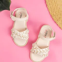 toothless Girls Textured Open Toe Flats with Bows-14