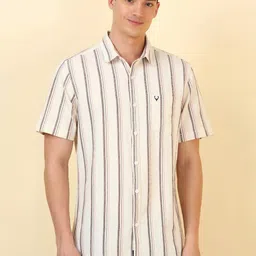 Allen Solly Vertical Striped Short Sleeves Pure Cotton Casual Shirt-picture-1